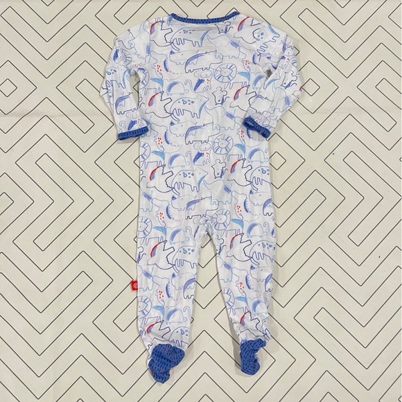 Magnetic Me White Animal Outline Footie Pajama - Picture 11 of 12